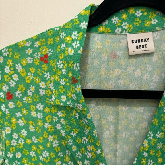 Aritzia Sunday Best Vida Dress in Lawn Green/Daisy - Picture 4 of 4